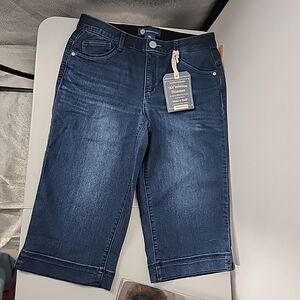 NEW Democracy Size 8P Ab Solution Skimmer Bermuda Shorts Petite Stretch Blue